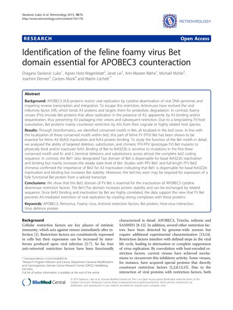 fefab|Identification of the feline foamy virus Bet domain essential for ...